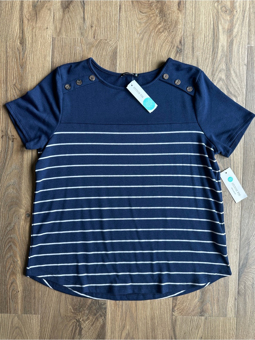Staccato Striped Short Sleeve Top NEW